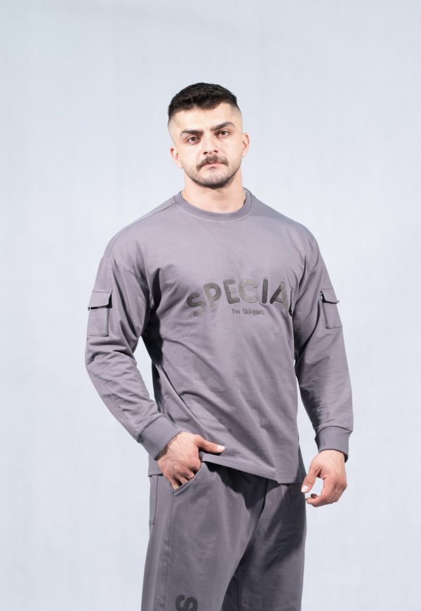 آستین بلند خاکستری مدل «ابر زمستانی»