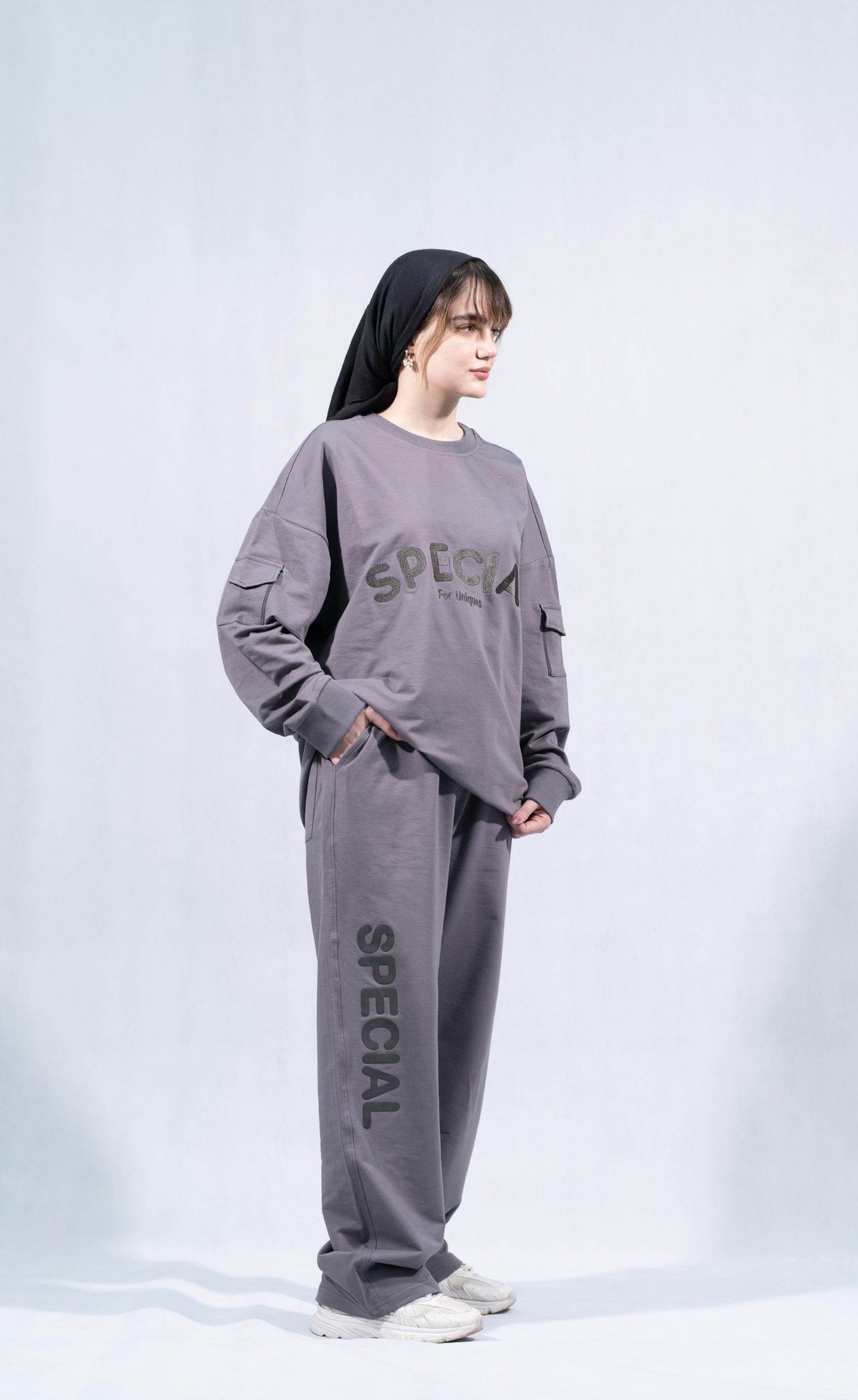 آستین بلند خاکستری مدل «ابر زمستانی»